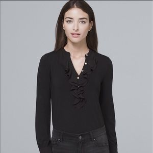 WhiteHouseBlackMarket Military Button RuffleBlouse